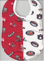 College House Divided Baby Bibs made with NCAA fabric-Handmade